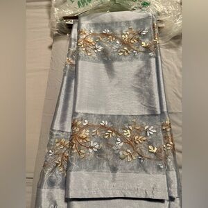 Elegant Silver and Gold Embroidered curtains